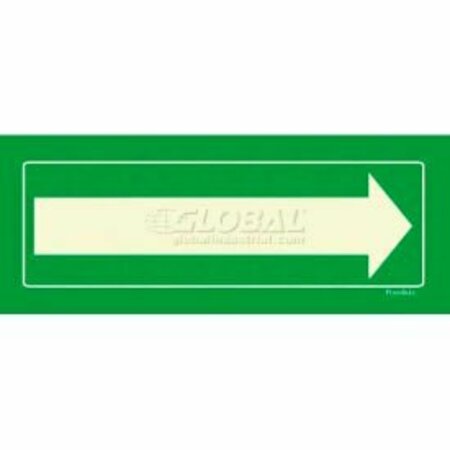 AMERICAN PERMALIGHT Photoluminescent Long Arrow, Rigid PVC Sign, Non-Adhesive, 600092 600092